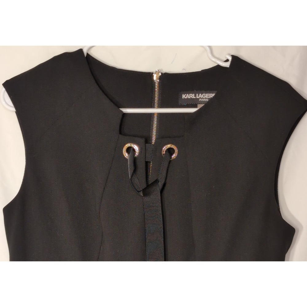 Karl Lagerfeld Paris Black dress, semi-formal Fit and Flare Dress 6 LD6C1682 - Picture 3 of 10